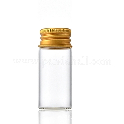 Bottiglie di vetro bordano contenitori, tubi per la conservazione delle perline con tappo a vite e tappo in alluminio placcato oro, colonna, chiaro, 2.2x6cm, capacità: 12 ml (0.41 fl. oz)