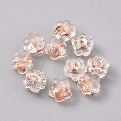 Silicone Ear Nuts, Earring Backs, with 925 Sterling Silver Findings, Plum Blossom, Clear, Rose Gold, 5.2x5.2x4mm, Hole: 0.6mm