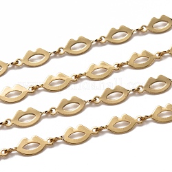 Brass Link Chains, with Spool, Long-lasting Plated, Soldered, Lip, Golden, 13.5x5x0.5mm, about 32.8 Feet(10m)/roll
