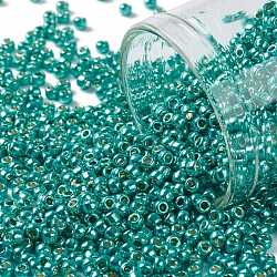 Toho perles de rocaille rondes, Perles de rocaille japonais, (pf569) permafinish turquoise métallisé, 11/0, 2.2mm, Trou: 0.8mm, environ 1110 pcs/10 g