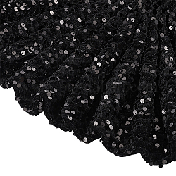 Stretch Sequin Polyester Fabric, for Dress Performance Stage, Rectangle, Black, 125~150x0.5cm