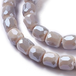 Perles en verre opaque électroplaqué, tonneau à facettes, gris foncé, 10x10mm, Trou: 1mm