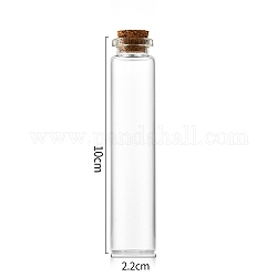 Bouteille en verre, avec bouchon en liège, souhaitant bouteille, colonne, clair, 2.2x10 cm, capacité: 25 ml (0.85 oz liq.)