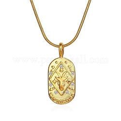 Constellations Cubic Zirconia Pendant Necklace, with Golden Stainless Steel Round Snake Chains, Capricorn, 17.72 inch(45cm)