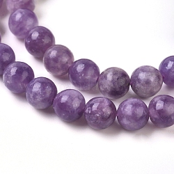 Lepidolita natural / hebras de perlas de piedra de mica púrpura, redondo, 6.5mm, agujero: 0.8 mm, aproximamente 62 pcs / cadena, 15.55 pulgada (39.5 cm)