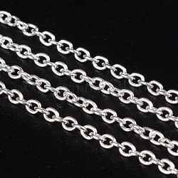 Iron Cable Chains, Unwelded, with Spool, Oval, Silver Color Plated, 2x2x0.5mm, about 328.08 Feet(100m)/roll