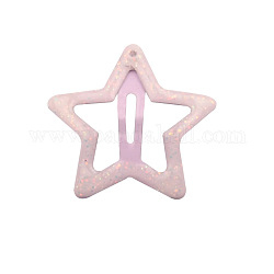 Hair Accessories Iron Snap Hair Clips, with Enamel and Glitter Powder, Star, Lavender Blush, 30x30mm