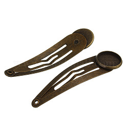 Accessoires de cheveux accessoires clip pression de cheveux de fer, bronze antique, Plateau: 12 mm, 10 pcs /sachet 