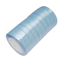 Ruban de satin à face unique, Ruban de polyester, bleu clair, environ 3/4 pouce (20 mm) de large, 25yards / roll (22.86m / roll), 250yards / groupe (228.6m / groupe), 10 rouleaux / groupe
