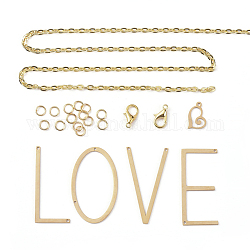 DIY Valentine's Day Necklace Making, with 201 Stainless Steel Links & Charms, Iron Cable Chains, Alloy Lobster Claw Clasps, Golden