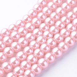 Chapelets de perles rondes en verre peint, rose, 10~11mm, Trou: 1.5mm, Environ 85 pcs/chapelet, 31.4 pouce1.5mm