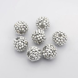 Abalorios de resina de Diamante de imitación, material de diy para la fabricación de la joya, redondo, plata, aproximamente 18 mm de diámetro, agujero: 2 mm