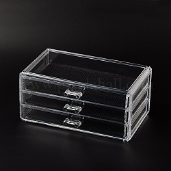 3 compartiments boîtes de rangement de bijoux en plastique, rectangle, clair, 140x245x110mm