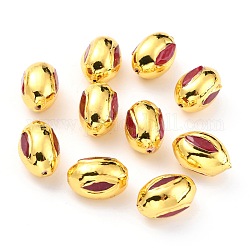 Природные кварцевые шарики, с золотым латунным краем, окрашенные, овальные, красные, 15.5~16x11.5~12 мм, отверстие : 0.8 мм
