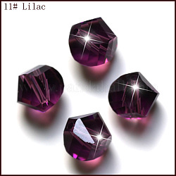 Perles d'imitation cristal autrichien, grade AAA, facette, polygone, violet, 10mm, Trou: 0.9~1mm