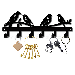 Appendiabiti da parete in ferro, portaoggetti decorativo con 6 ganci, per supporto per appendere la sciarpa chiave dei vestiti della borsa, modello uccello, canna di fucile, 10x27cm
