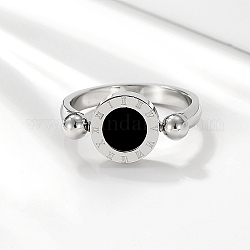 Anello in ottone con numeri romani, anello con sigillo rotondo piatto, colore acciaio inossidabile, nessuna dimensione
