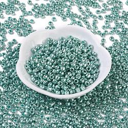 12/0 Perlas de semillas de vidrio, estilo de colores metalizados, redondo, cian, 12/0, 2mm, agujero: 1 mm, aproximamente 30000 unidades / libra