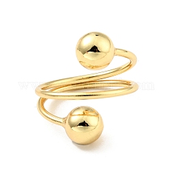 Brass Ball Triple Layer Wrap Ring for Women, Cadmium Free & Lead Free, Real 18K Gold Plated, US Size 7 3/4(17.9mm)