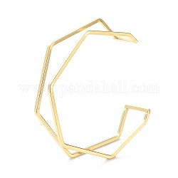 304 из нержавеющей стали манжеты браслеты, золотые, шестиугольник, внутренний диаметр: 2-1/4 дюйм (5.75 см)