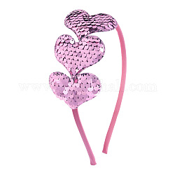 Bandas para la cabeza de tela de lentejuelas en forma de corazón, accesorios para el cabello de san valentín para niñas, rosa, 140x120mm