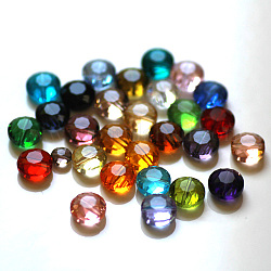 Imitazione branelli di cristallo austriaco, grado aaa, sfaccettato, rotondo e piatto, colore misto, 12x6.5mm, Foro: 0.9~1 mm