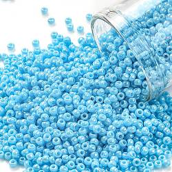 Cuentas de semillas redondas toho, Abalorios de la semilla japonés, (403) turquesa azul opaco ab, 11/0, 2.2mm, agujero: 0.8 mm, aproximamente 50000 unidades / libra