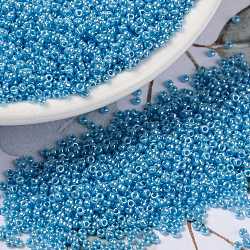Miyuki runde Rocailles Perlen, japanische Saatperlen, 15/0, (rr433) undurchsichtiger türkisblauer Glanz, 15/0, 1.5 mm, Bohrung: 0.7 mm, ca. 27777 Stk. / 50 g