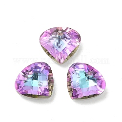 Electroplated Glass Pendants, Back Plated, Faceted, Teardrop Charms, Plum, 12x13x5mm, Hole: 1.2mm