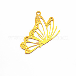 Brass Open Back Bezel Pendants, For DIY UV Resin, Epoxy Resin, Pressed Flower Jewelry, Butterfly, Golden, 28x20mm