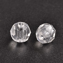 Transparente Acryl Perlen, klar facettiert rund, Transparent, 6 mm, Bohrung: 1.5 mm, ca. 4300 Stk. / 500 g