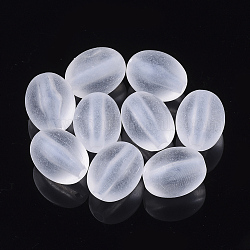 Perles en acrylique transparente, mat, ovale, fumée blanche, 13.5x11mm, Trou: 2mm