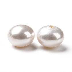Perles en plastique ABS, coquille d'imitation et perle, la moitié foré, abaque, blanc, 11.5x9mm, Trou: 1.5mm