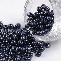 6/0 Perlas de semillas de vidrio, colores metálicos, negro, 4mm, agujero: 1 mm, aproximamente 1000 unidades / 100 g