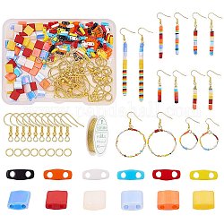 DIY Beads Drop Earring Making Kit, Including Iron Earring Hooks, 304 Stainless Steel Jump Rings, Glass Seed Beads, Copper Wire, Mixed Color, Glass Seed Beads: 240pcs/set
