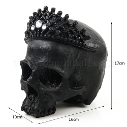 Figurines de crâne en résine d'Halloween, pour la décoration de bureau à la maison, noir, 100x160x170mm