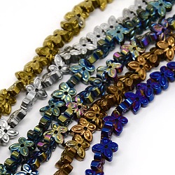 Electroplate Non-magnetic Synthetic Hematite Bead Strands, Butterfly, Mixed Color, 5x6x2mm, Hole: 1mm, about 85pcs/strand, 15.7 inch