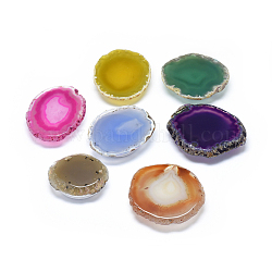 Natural Agate Slices Mobile Phone Holders, Plastic Phone Expanding Stand Finger Holder, Dyed & Heated, Nuggets, Mixed Color, 47~64.5x42~56x11.5~12.5mm
