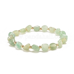 Bracciale elasticizzato con perline rotonde in avventurina verde naturale, gioielli con pietre preziose per le donne, diametro interno: 2 pollice (5.1 cm)