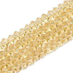 Chapelets de perles en verre, facette, triangle, or, 7~7.5x7~7.5x4~5mm, Trou: 1.5mm, Environ 100 pcs/chapelet, 17.3 pouce ~ 19 pouces