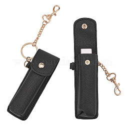 Wadorn 2 шт., держатель для ключей из искусственной кожи в виде помады, Черный кожаный держатель для бальзама для губ с брелоком, чехол для бальзама для губ, портативный держатель для блеска для губ с клипсой, сумка в подарок для женщин, внутренний размер: 3.9x1.3 дюйм