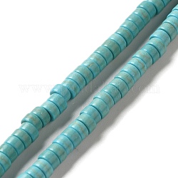 Brins de perles synthétiques teintes en turquoise, perles heishi, Plat rond / disque, turquoise, 4.5x2.5mm, Trou: 0.8mm, Environ 155 pcs/chapelet, 14.96'' (38 cm)