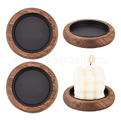 Portacandele in legno, piatto centrotavola, rotondo e piatto, caffè, 10.95x2.1cm, diametro interno: 8 cm