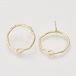 Accessoires de clous d'oreilles en alliage, avec boucle, anneau, or clair, 21x22.5mm, Trou: 3x1.5mm, pin: 0.6 mm