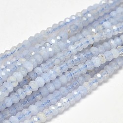 Fili di perline di agata blu chiaro naturale rondelle sfaccettate, 3x2mm, Foro: 1 mm, circa 180pcs/filo, 15.5 pollice