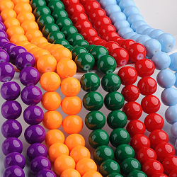 Painted Glass Bead Strands, Baking Paint, Round, Mixed Color, 12mm, Hole: 1.3~1.6mm, about 66pcs/strand, 31.4 inch