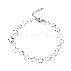 304 Stainless Steel Star Link Chain Anklets for Men Women, Stainless Steel Color, 9 inch(22.9cm)