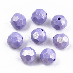 Perles acryliques laquées, de Style caoutchouté, facette, ronde, bleu ardoise moyen, 13.5mm, Trou: 2mm