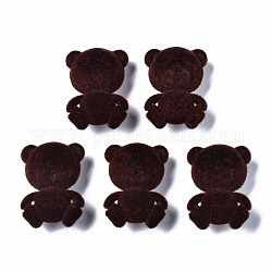 Boutons à tige 1 trou en acrylique floqué, ours, brun coco, 29x21x13mm, Trou: 3mm