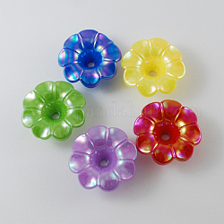 Perline acrilico opaco, ab colore, fiore, colore misto, 20x20x8mm, Foro: 4 mm, circa 265pcs/500g